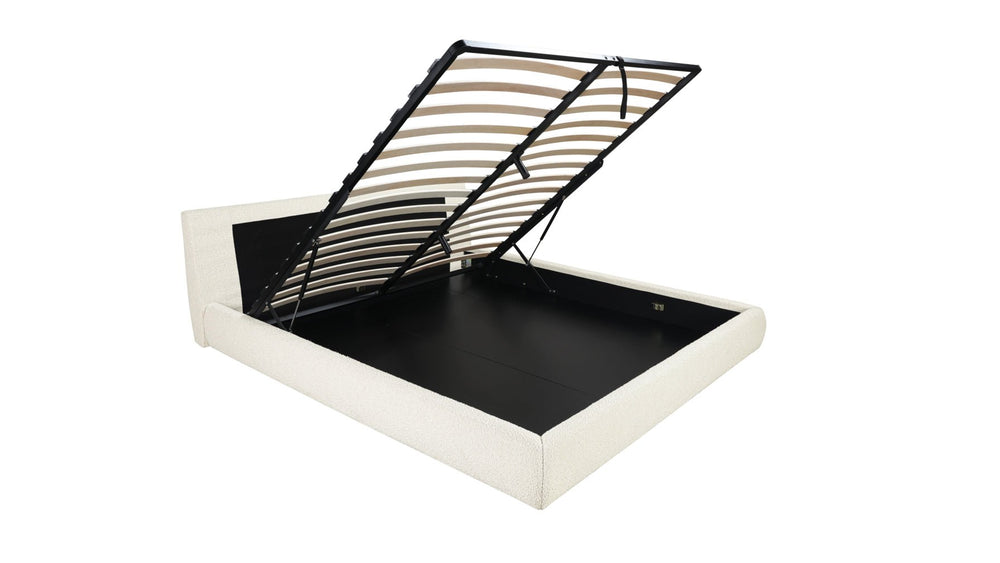 Cama Cloud con almacenamiento, King, bouclé crema