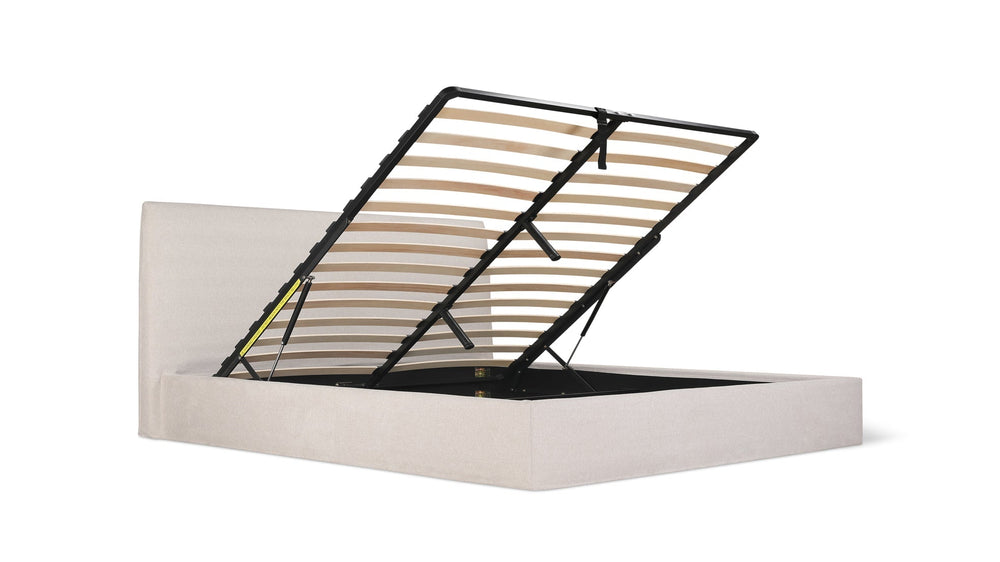 Cama Wave con almacenamiento, tamaño Queen, color latte