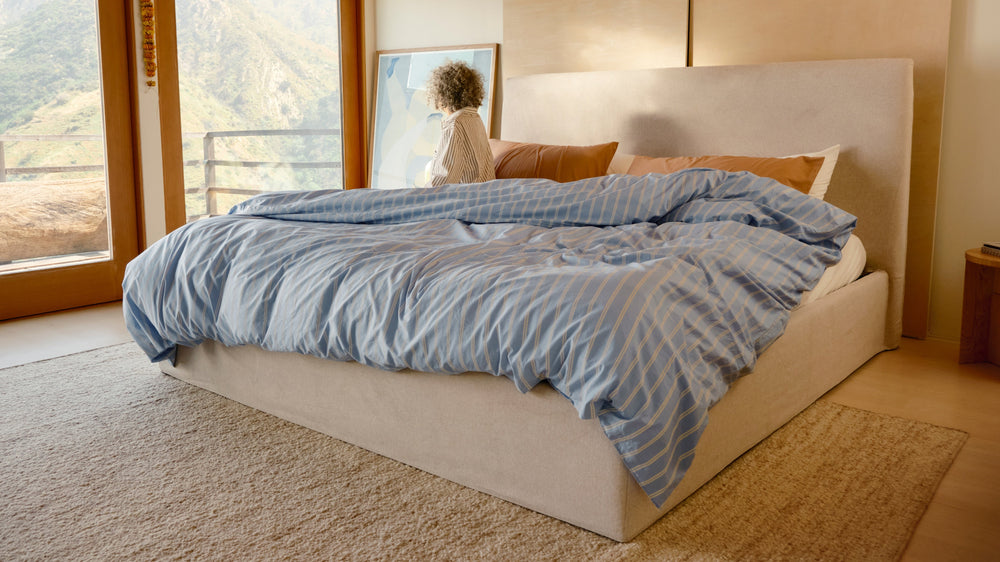 Cama Wave con almacenamiento, King, latte
