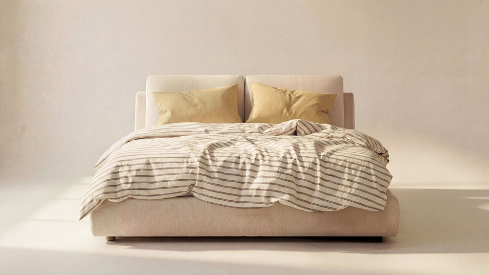 Cama Cloud con almacenamiento, Queen, café con leche