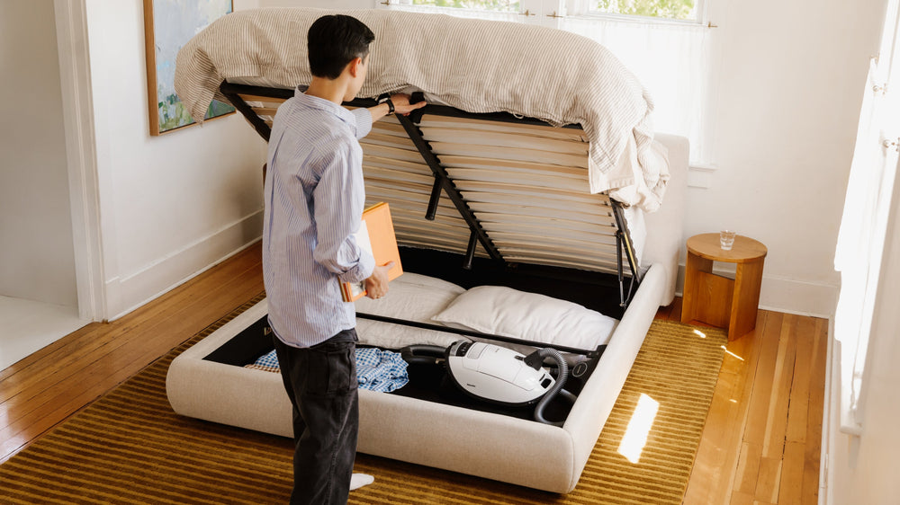 Cama con almacenamiento Dream, King, Latte