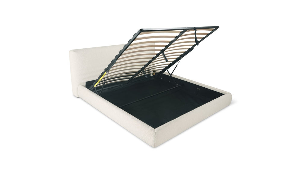 Cama con almacenamiento Dream, King, bouclé crema