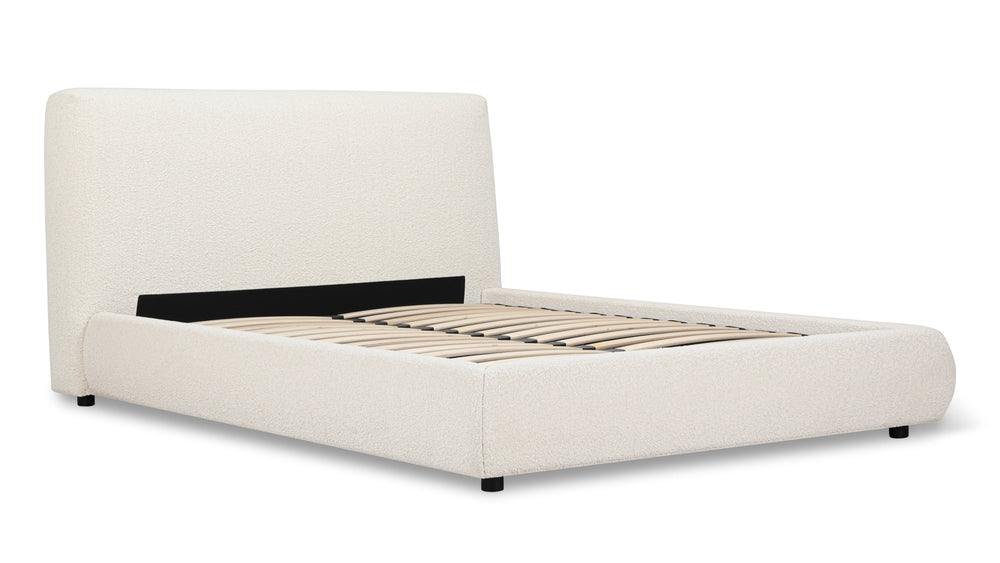 Cama con almacenamiento Dream, matrimonial, bouclé crema