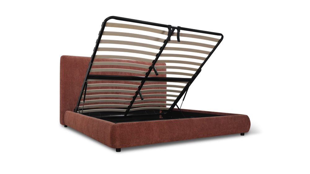 Cama con almacenamiento Dream con cabecera alta, King, caramelo