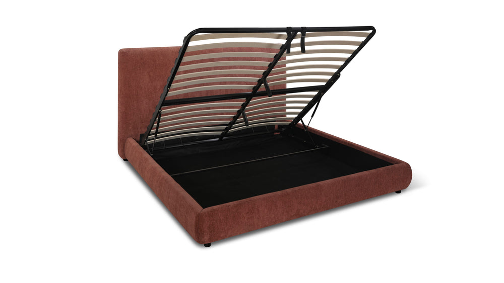 Cama con almacenamiento Dream con cabecera alta, King, caramelo