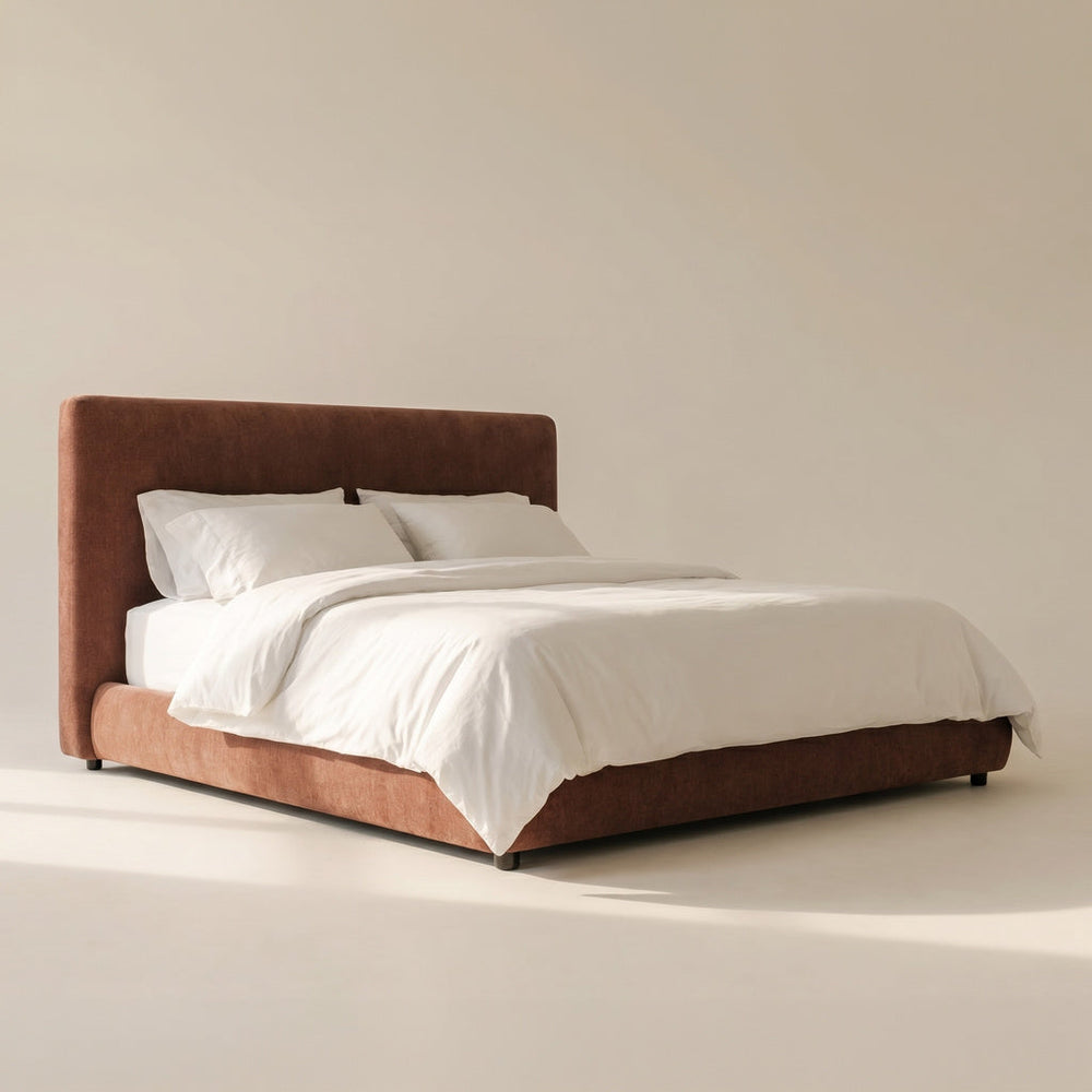 Cama con almacenamiento Dream con cabecera alta, King, caramelo