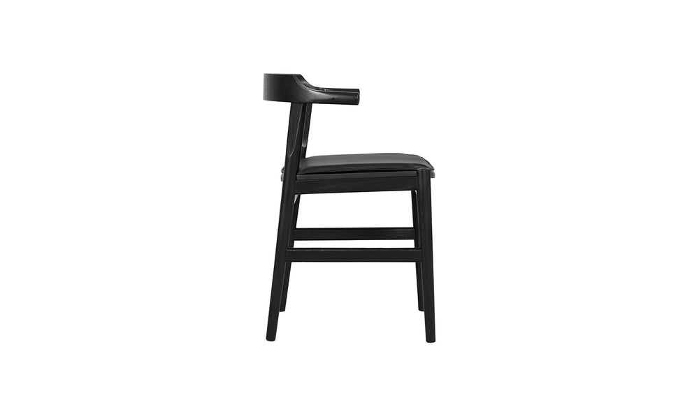 Silla de comedor Tuck In con cojín negro, fresno negro