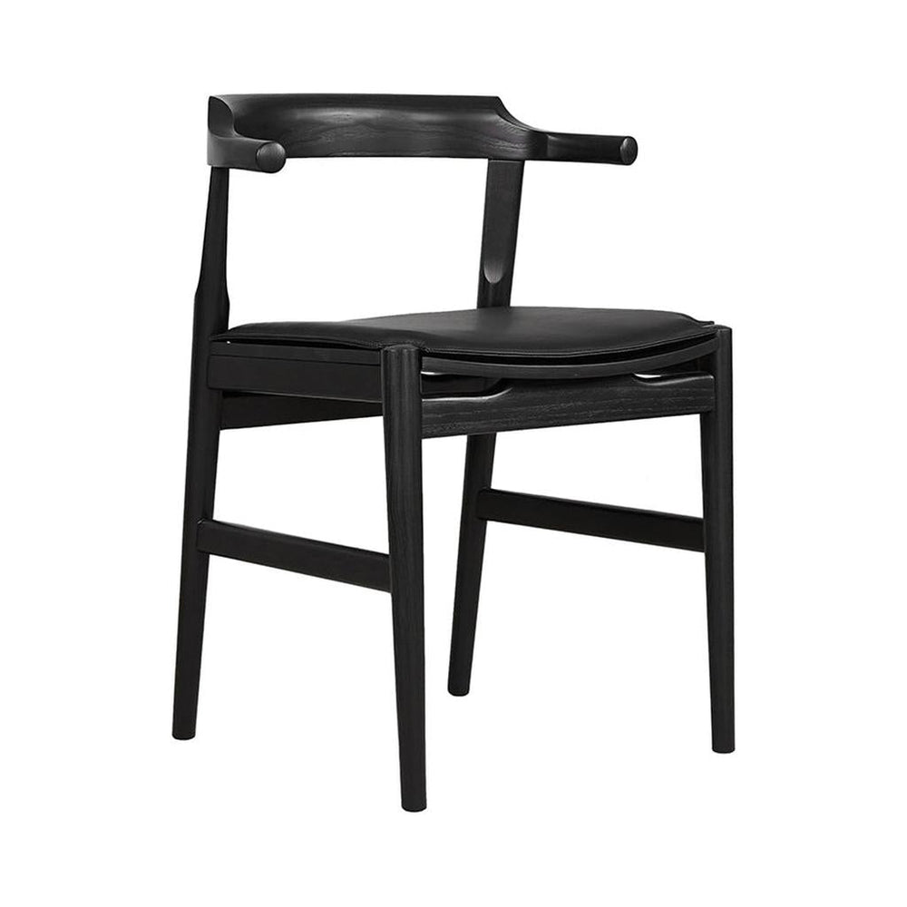 Silla de comedor Tuck In con cojín negro, fresno negro