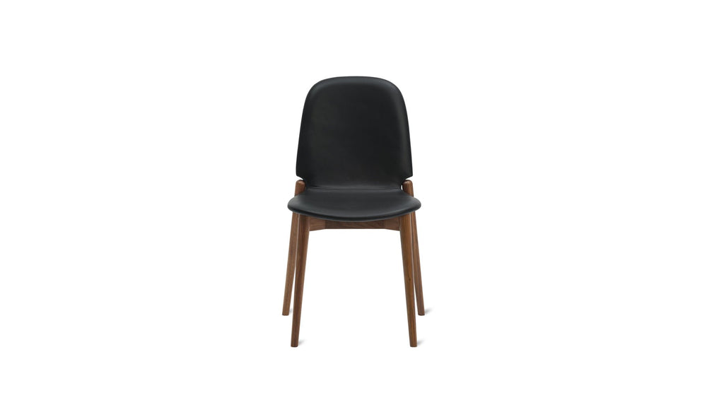 Silla de comedor Dine In (juego de dos), roble/cuero negro