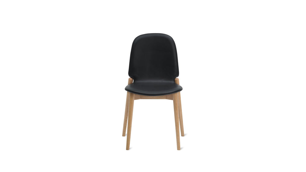 Silla de comedor Dine In (juego de dos), roble/cuero negro