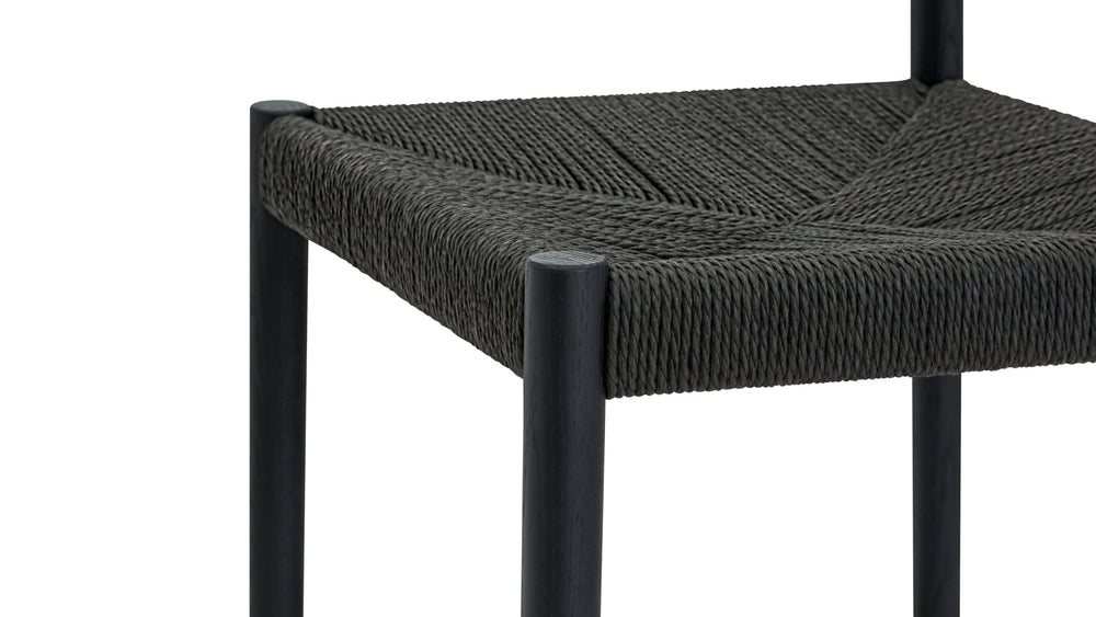 Banqueta de mostrador Dinner Guest, roble negro/ asiento de papercord negro