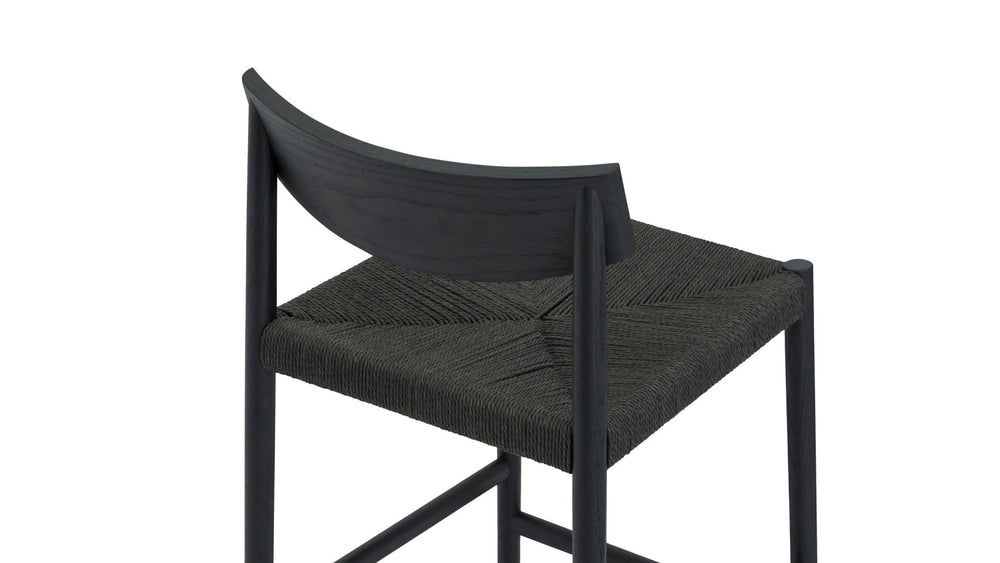 Banqueta de mostrador Dinner Guest, roble negro/ asiento de papercord negro