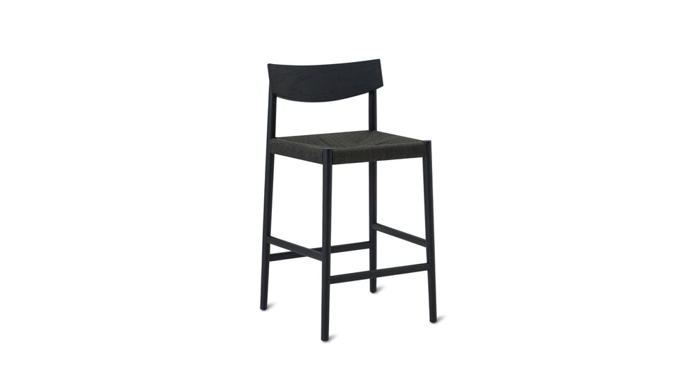 Banqueta de mostrador Dinner Guest, roble negro/ asiento de papercord negro