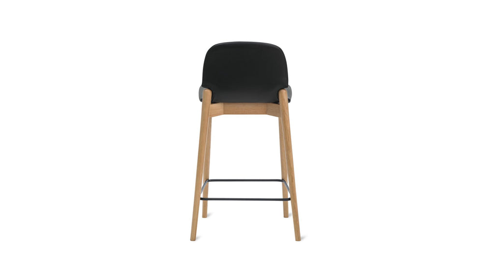 Taburete de mostrador Dine In, roble/piel negra