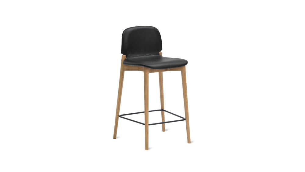 Taburete de mostrador Dine In, roble/piel negra