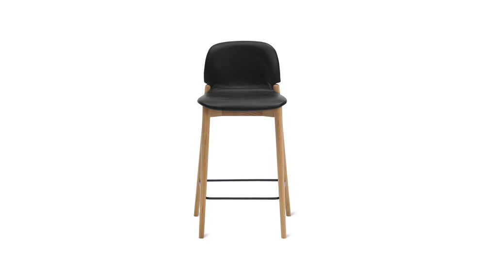 Taburete de mostrador Dine In, roble/piel negra