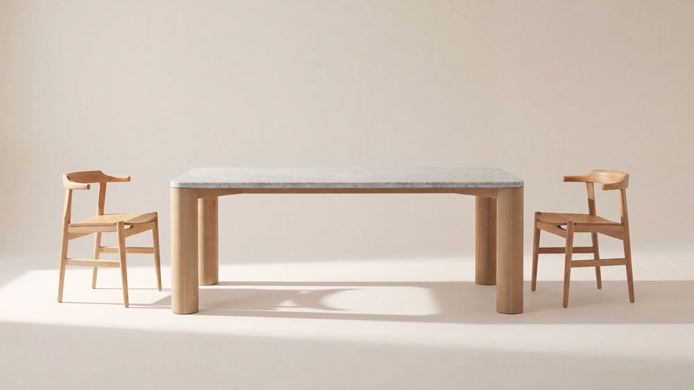 Mesa de comedor Field, para 6-8 personas, roble/mármol Carrara