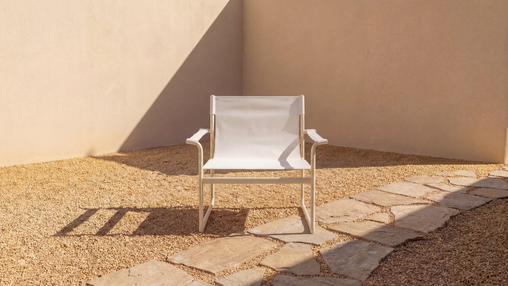 Silla lounge para exterior Poolside, marfil