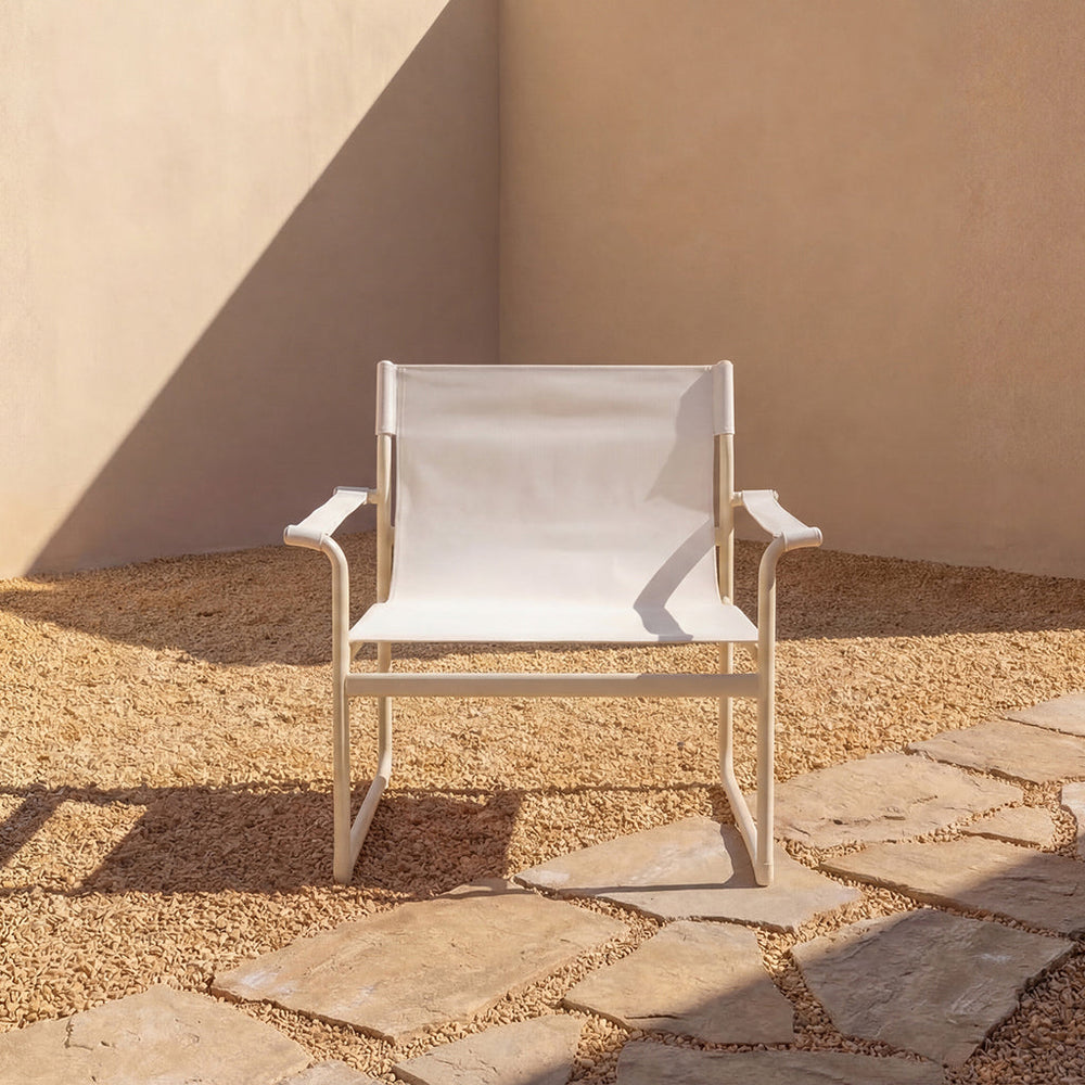 Silla lounge para exterior Poolside, marfil