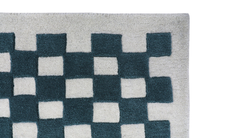 Alfombra Checkers x Scott Sueme, 5x7, verde azulado