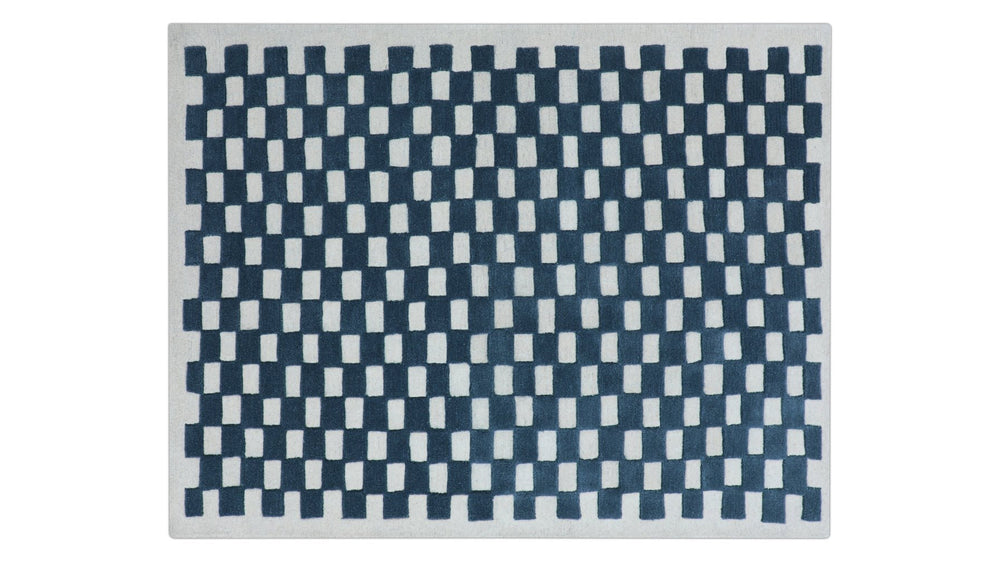 Checkers Rug x Scott Sueme, 8x10, verde azulado