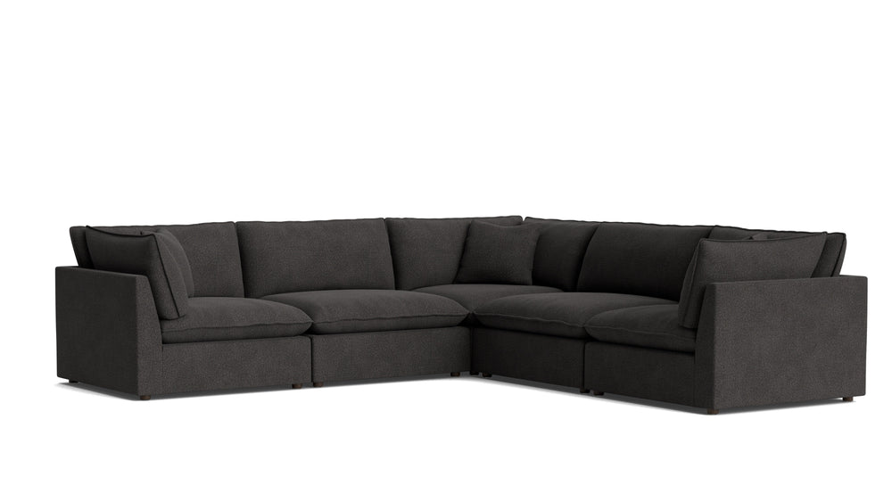 Chill Time Seccional modular cerrado de 5 piezas, avellana