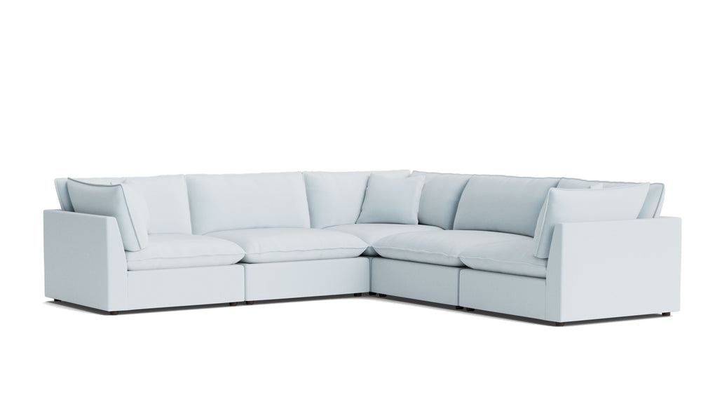Chill Time Seccional modular cerrado de 5 piezas, avellana