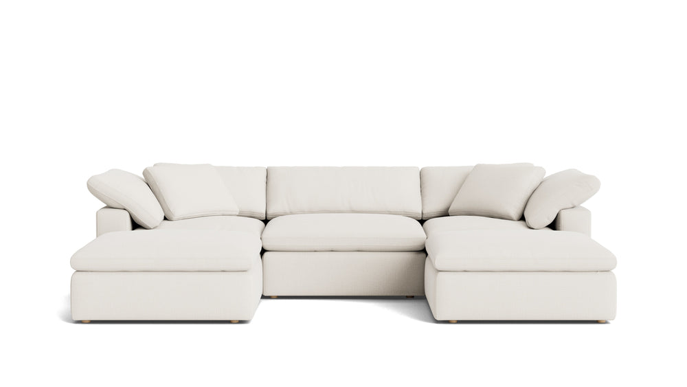 Seccional modular en forma de U Movie Night™ de 5 piezas, grande, en lino color crema