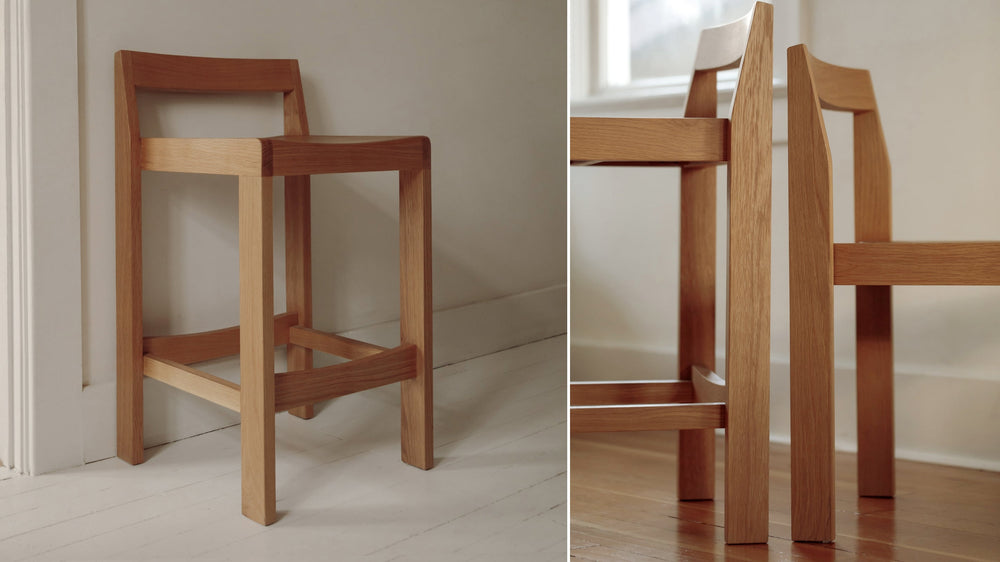 Taburete Plane, para mostrador, roble