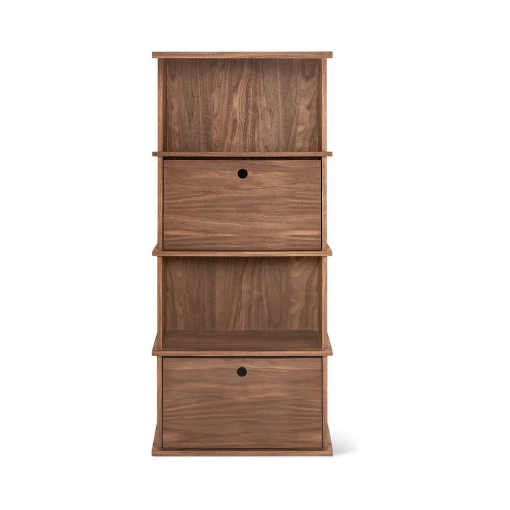 Keep Stacking Storage System — conjunto alto de 4 piezas, abierto y cerrado, nogal