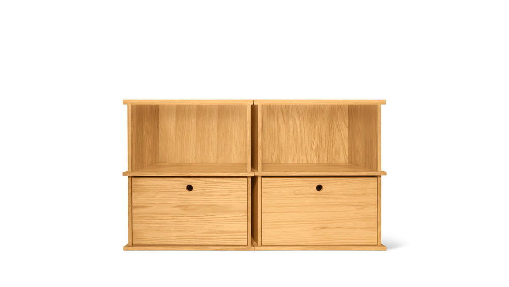 Keep Stacking Storage System, de 4 piezas, abiertas y cerradas, roble blanco