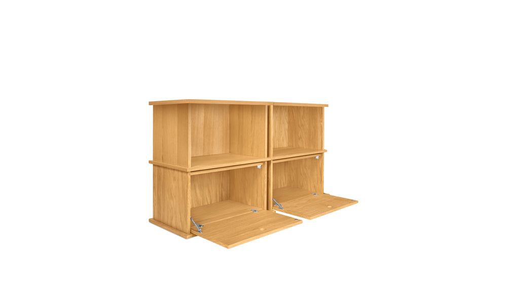 Keep Stacking Storage System, de 4 piezas, abiertas y cerradas, roble blanco