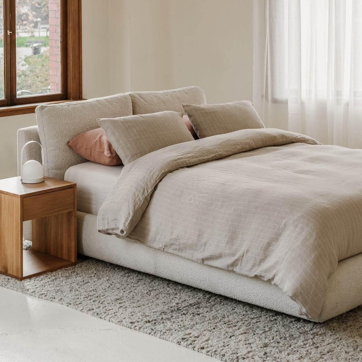Cloud Bed, matrimonial, bouclé crema