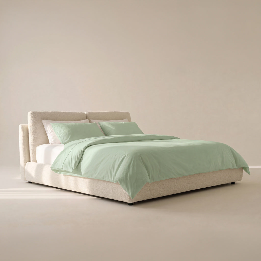 Cama Cloud con almacenamiento, King, bouclé crema