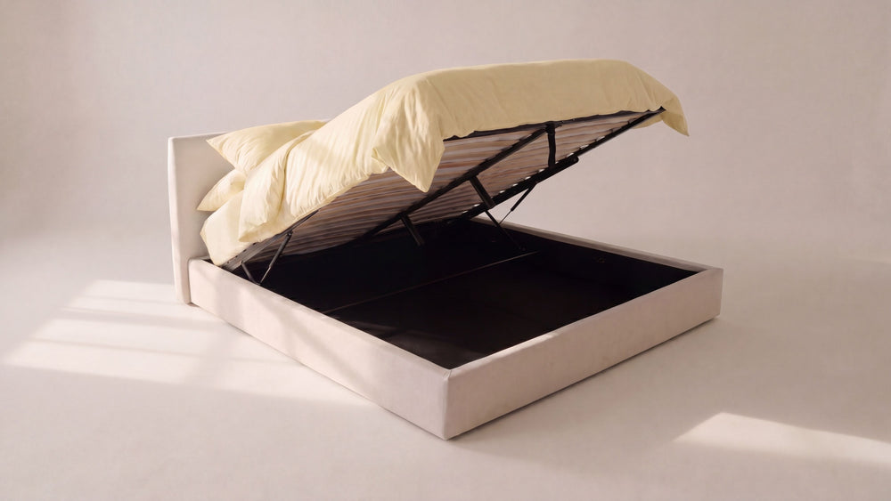 Cama Wave con almacenamiento, tamaño Queen, color latte