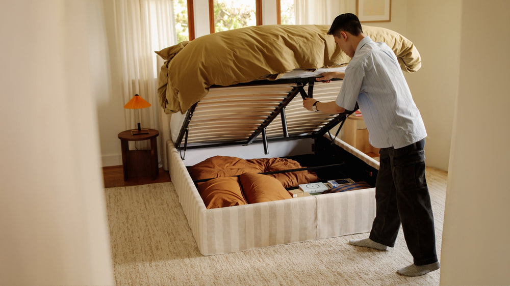 Cama Wave con almacenamiento, Queen, Dover Stripe