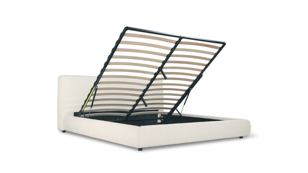 Cama con almacenamiento Dream, Queen, bouclé crema