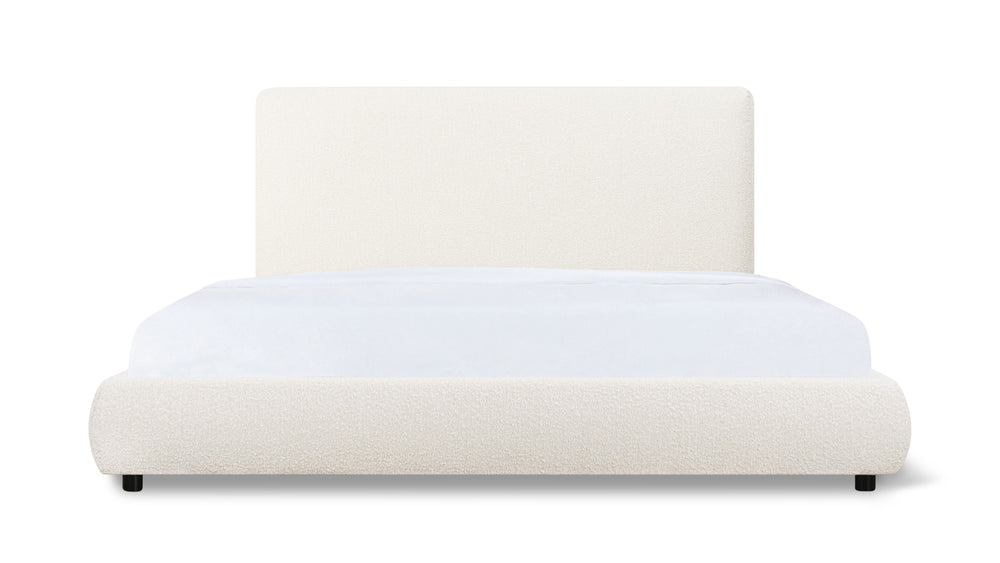 Cama Dream con almacenamiento y cabecera alta, Queen, bouclé crema