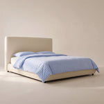 Cama Dream con almacenamiento y cabecera alta, Queen, bouclé crema