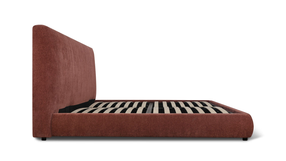 Cama Dream con almacenamiento y cabecera alta, Queen, caramelo