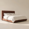 Cama Dream con almacenamiento y cabecera alta, Queen, caramelo