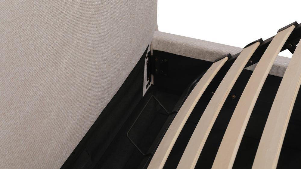 Cama Dream con almacenamiento y cabecera alta, King, color latte
