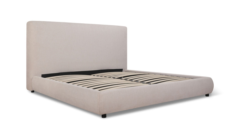 Cama Dream con almacenamiento y cabecera alta, King, color latte