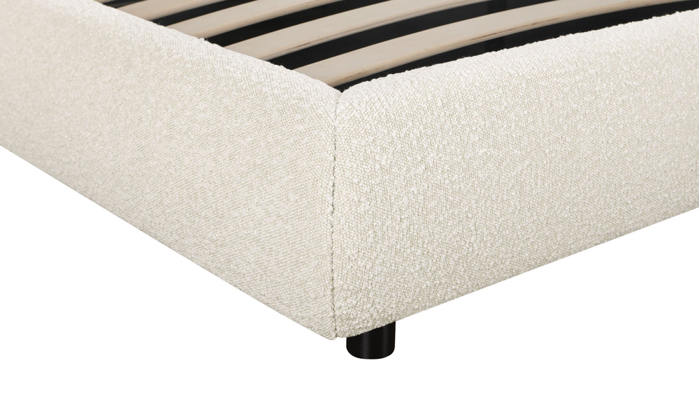 Cama Dream con almacenamiento y cabecera alta, King, bouclé crema