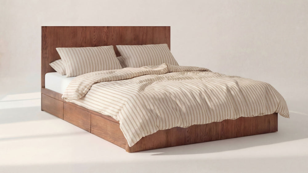 Cama con almacenamiento Form, Queen, nogal teñido