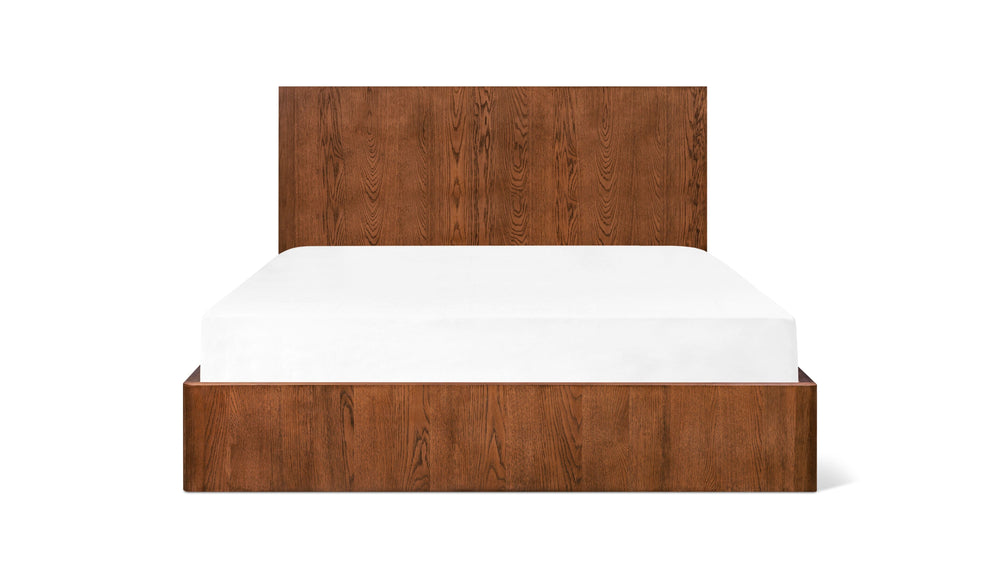 Cama con almacenamiento Form, King, nogal teñido