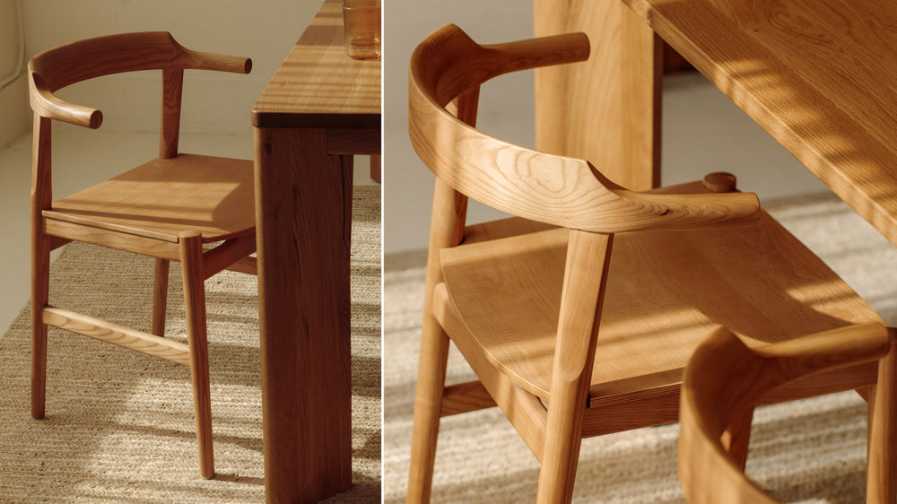 Silla de comedor con asiento en madera de fresno negro