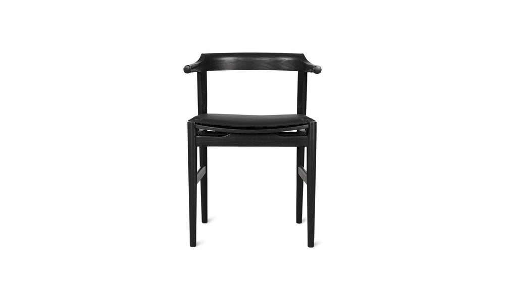 Silla de comedor Tuck In con cojín negro, fresno negro