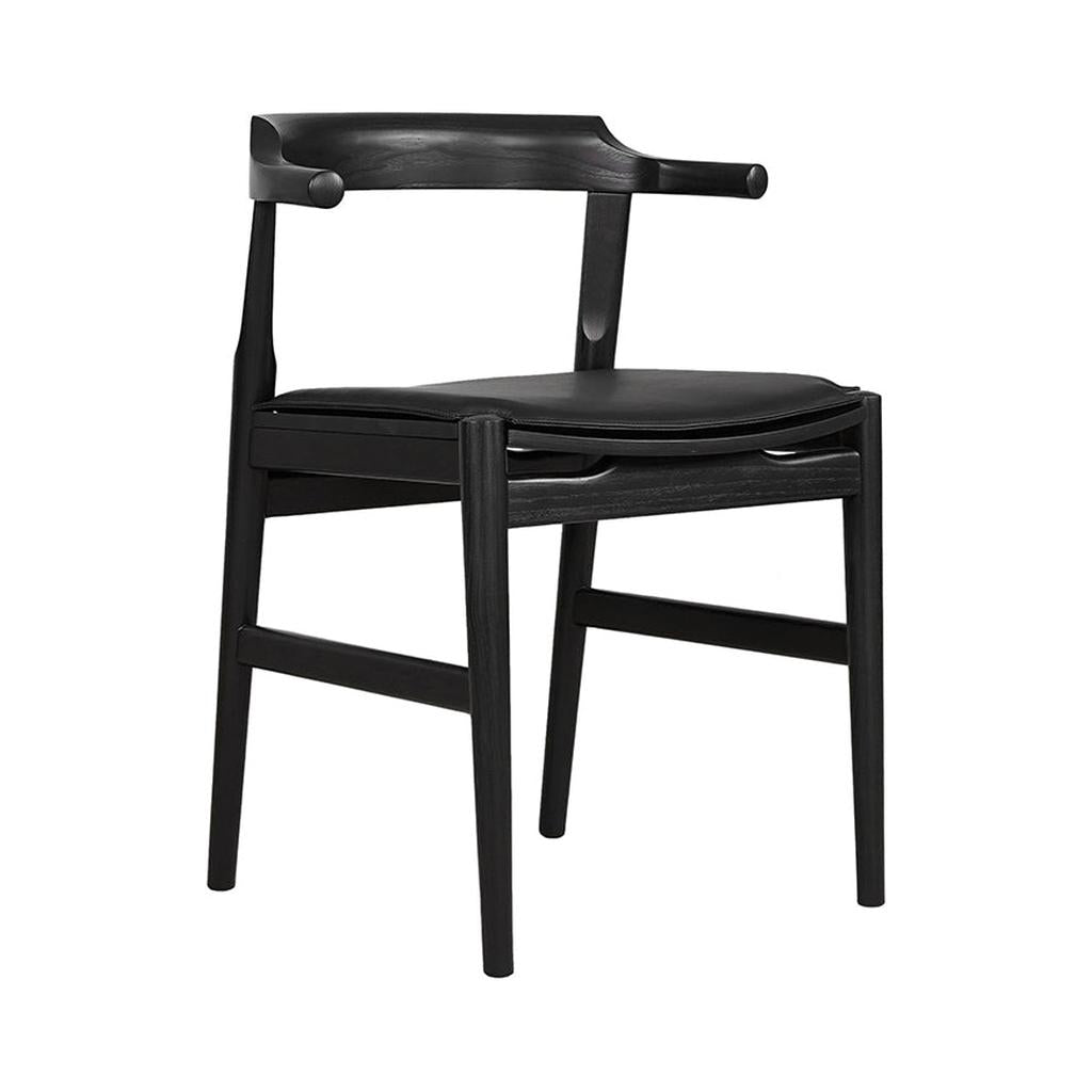 Silla de comedor Tuck In con cojín negro, fresno negro