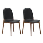 Silla de comedor Dine In (juego de dos), roble/cuero negro
